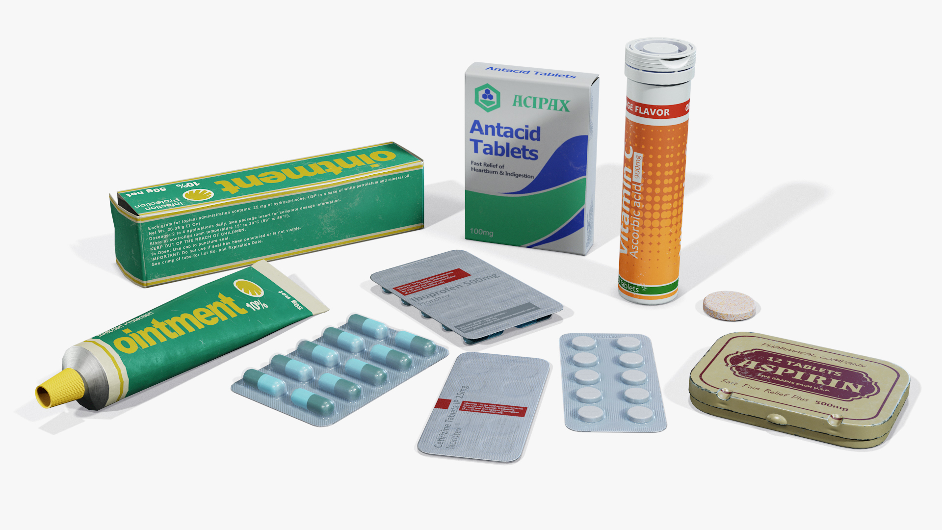 Medicine Pills and Tablets Set